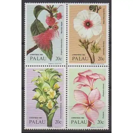 Palau - 1984 - No 57/60 - Fleurs - Noël Promotion