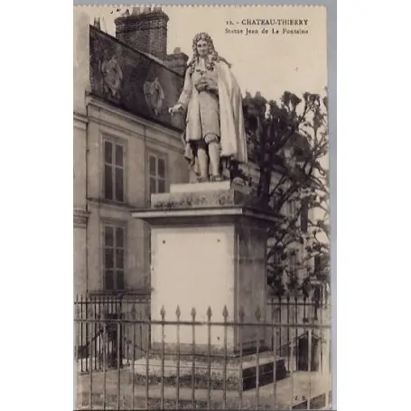 Carte postale 02 - Chateau-Thierry - Statue Jean de la Fontaine - Non voyage - Dos divise... Vente Flash