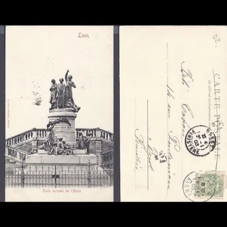 Carte postale 02 - Laon - Ecole normale de l'Aisne - 1903 Livraison Mondiale