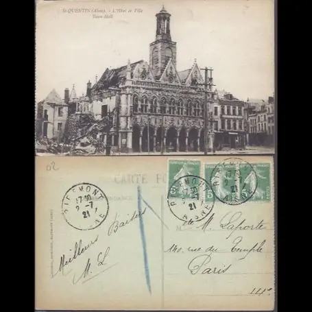 Carte postale 02 - Saint Quentin - L'Hotel de ville Nouvelle Collection