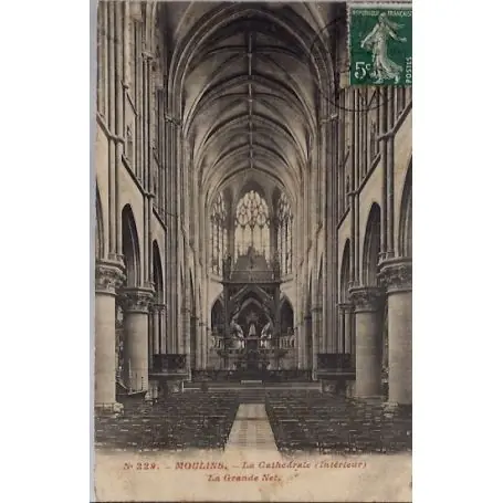 Achat Immédiat Carte postale 03 - Moulins - La cahtedrale (interieur) - La grande nef. - Voyage - Dos div...