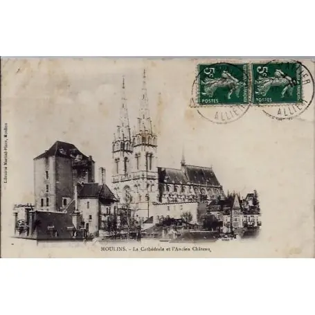 Promotion Saisonnière Carte postale 03 - Moulins - La cathedrale et l'ancien chateau - Voyage - Dos divise...