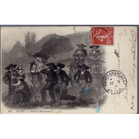 Carte postale 03 - Vichy - Bourree Bourbonnaise - Voyage - Dos divise Affaire À Saisir