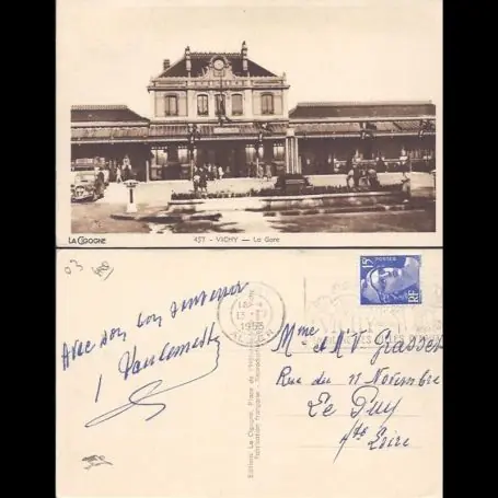 Prix Bas Carte postale 03 - Vichy - La gare - 1953 - animee