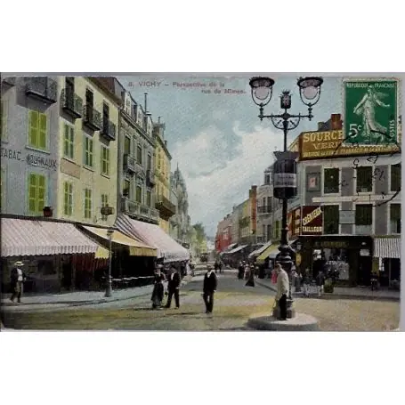 Nouvel Arrivage Carte postale 03 - Vichy - Perpesctive de la rue de Nimes - Voyage - Dos divise...