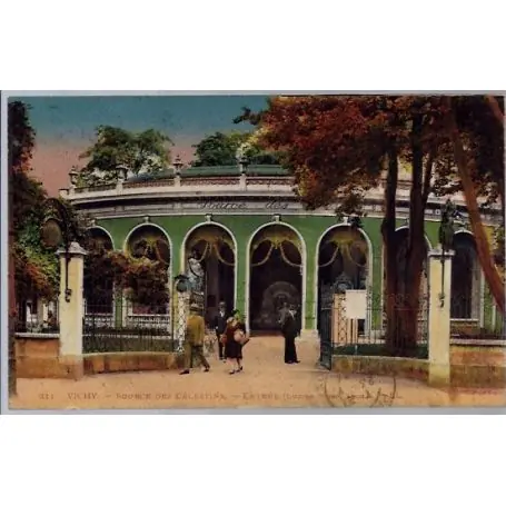 Carte postale 03 - Vichy - Source des Celestins - Entree - Voyage - Dos divise... Fait Main