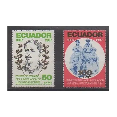 Certifié Équateur - 1988 - No 1135/1136 - Histoire militaire