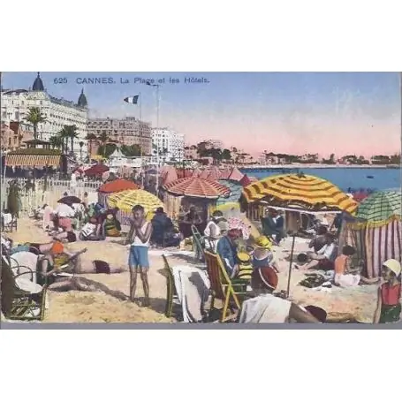 Carte postale 06 - Cannes - La plage et les hotels Original