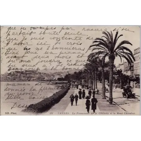 Carte postale 06 - Cannes - La promenade de la croisette et le Mont-Chevalier - Voyage - D... Fait Main
