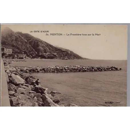 Carte postale 06 - Menton - La frontiere - Vue sur la mer - Non voyage - Dos divise... Tendance