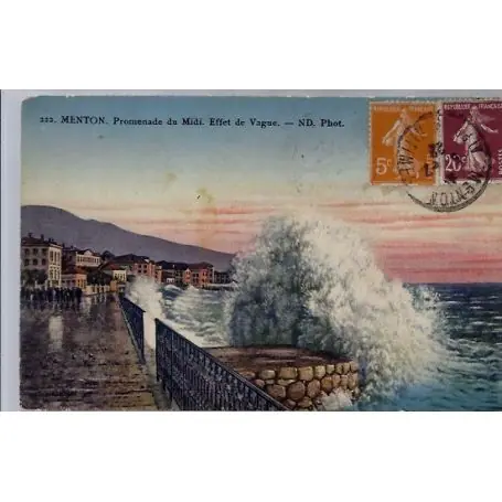 Carte postale 06 - Menton - La promenade du Midi - Effet de Vague - Voyage - Dos divise... Quantité Limitée