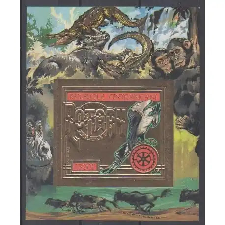 Nouveauté Centrafricaine (République) - 1982 - No BF doré ND - Oiseaux - Rotary