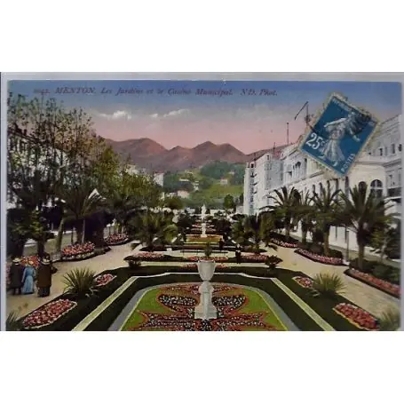 Carte postale 06 - Menton - Les jardins et le casino Municipal - Voyage - Dos divise... Usine Directe