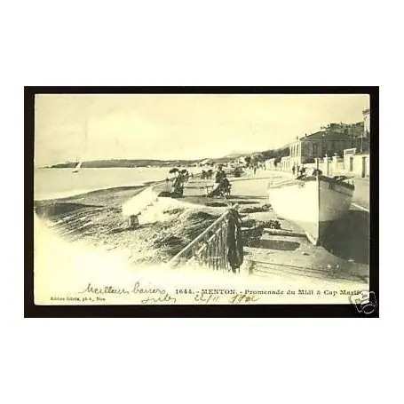 Carte postale 06 - Menton - Promenade du midi et Cap Martin Réduction