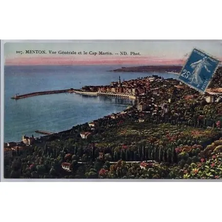 Acheter Direct Carte postale 06 - Menton - Vue generale et le Cap Martin - Voyage - Dos divise...