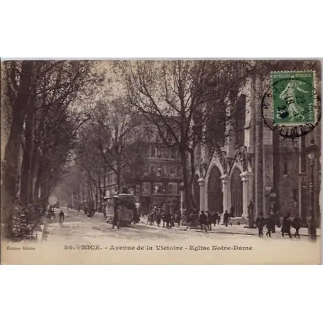 Prix Bas Carte postale 06 - Nice - Avenue de la Victoire - Eglise Notre-Dame - Voyage - Dos divise...