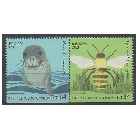 Usine Directe Chypre - 2021 - No 1465b/1466b - Animaux - Espèces menacées - WWF - Europa