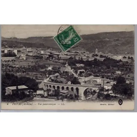 En Vogue Carte postale 07 - Privas - Vue panoramique - Voyage - Dos divise...