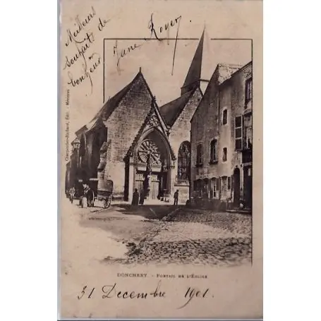 Carte postale 08 - Donchery - Portail de l'eglise - Voyage - Dos non divise... Offre Limitée