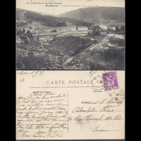 Carte postale 08 - Montherme - La Cour et la Douane - Vue sur la Vallee Remise