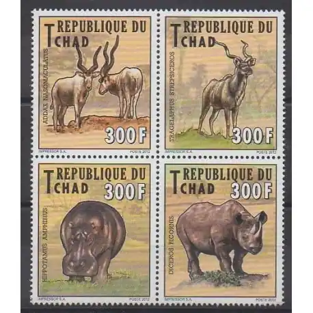 Nouvel Arrivage Tchad - 2012 - No 1581/1584 - Mammifères