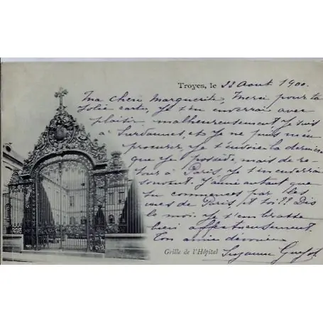 Carte postale 10 - Troyes - Grille de l' Hopital - Voyage - Dos non divise... Meilleure Vente