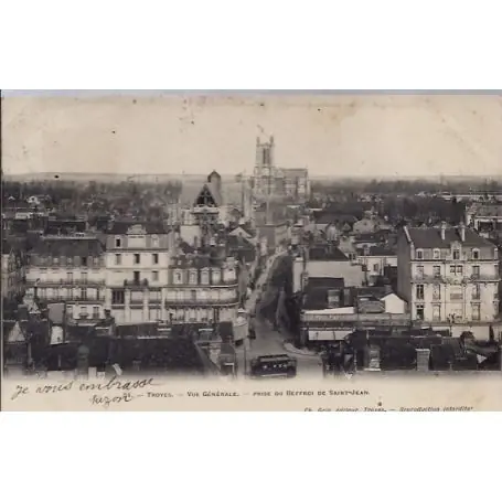 Réduction Carte postale 10 - Troyes - Vue generale - Prise du Beffroi de Saint-Jean - Voyage - Dos n...