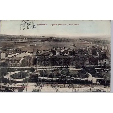Carte postale 11 - Narbonne - Le jardin Saint-Paul ( a vol d'oiseau) - Voyage - Dos divise... Achetez Aujourd’hui
