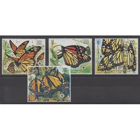 Mexique - 1988 - No 1257/1260 - Insectes - Espèces menacées - WWF Nouvelle Collection