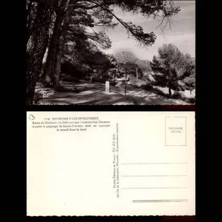 Carte postale 13 - Environs d'Aix - Route du Thalonet - Stele de Cezanne Nouvel Arrivage