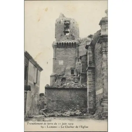Commande En Gros Carte postale 13 - Lambesc - Le clocher de l'eglise - Tremblement de 1909