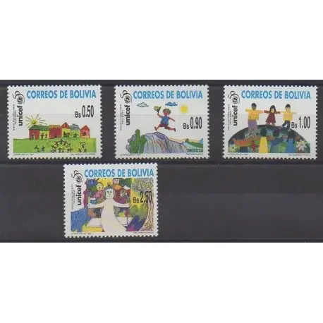 Populaire Bolivie - 1997 - No 651/654 - Dessins d'enfants
