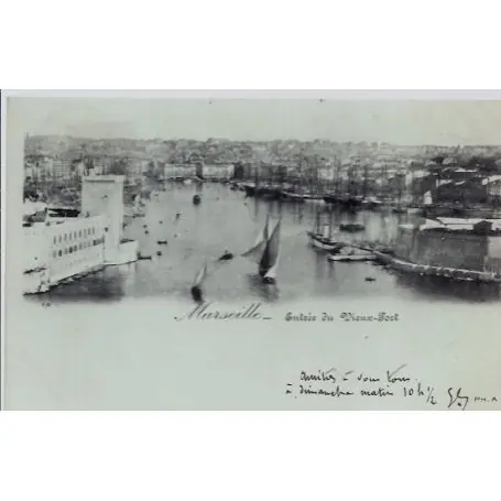 Carte postale 13 - Marseille - Entree du vieux port - Voyage - Dos non divise... Original