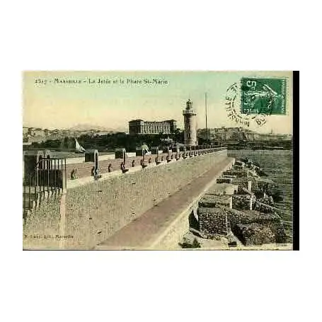 Quantité Limitée Carte postale 13 - MARSEILLE - LA JETEE ET LE PHARE St MARIE