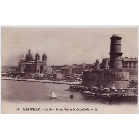 Carte postale 13 - Marseille - Le Fort St-Jean et la cathedrale - Non voyage - Dos divise... Promotion