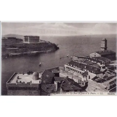 Retour Gratuit Carte postale 13 - Marseille - Le Fort St-Jean et le phare - Non voyage - Dos divise...