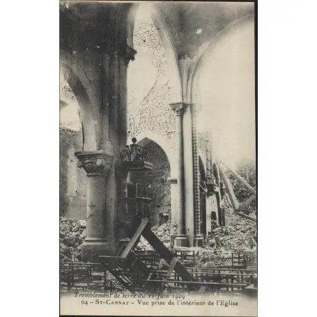 Livraison Mondiale Carte postale 13 - St Cannat - Vue prise de l'interieur de l'eglise - Tremblement de 1909