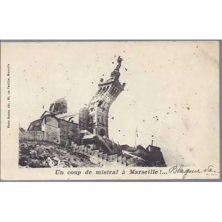 Carte postale 13 - Un coup de mistral a Marseille ! Usine Directe