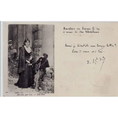 Premium Carte postale 13 - un jeune garcon mendian devant l'eglise - Voyage - Dos non divise...