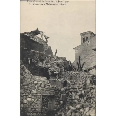 Carte postale 13 - Venelles - Maisons en ruines - Tremblement de 1909 Top Qualité