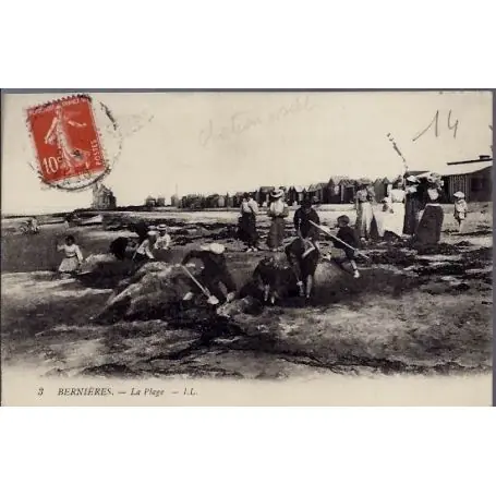 Livraison Gratuite Carte postale 14 - Bernieres - La plage - Voyage - Dos divise