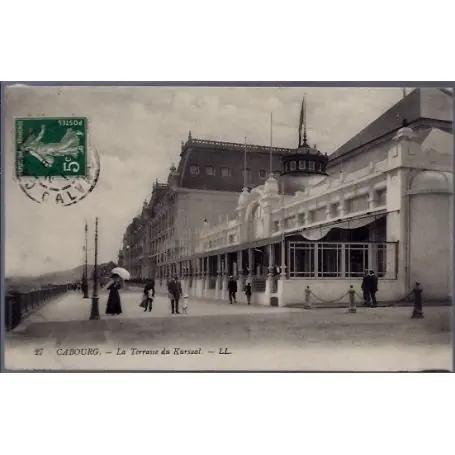 Carte postale 14 - Cabourg - La terrasse du Kursaal -Voyage - Dos divise... Original