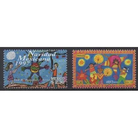Mexique - 1997 - No 1769/1770 - Noël - Dessins d'enfants Usine Directe