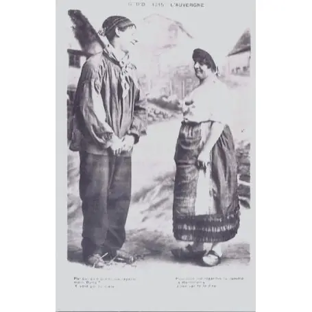 Carte postale 14 - L' Auvergne - un homme et une femme discutant au bord d'un chemin - Non... Garantie Incluse