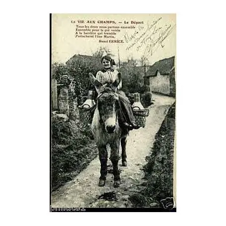Carte postale 14 - La vie aux champs - Le depart - H. Ermice - Ane Super Prix