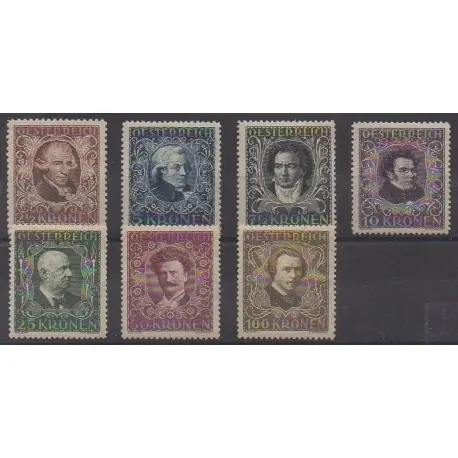 Autriche - 1922 - No 290/296 - Musique - Neufs avec charnière Nouvelle Collection