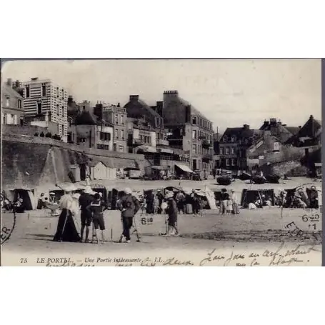 Carte postale 14 - Le Portel - Une partie interessante - villageois sur la plage - Voyage - Expédition Rapide