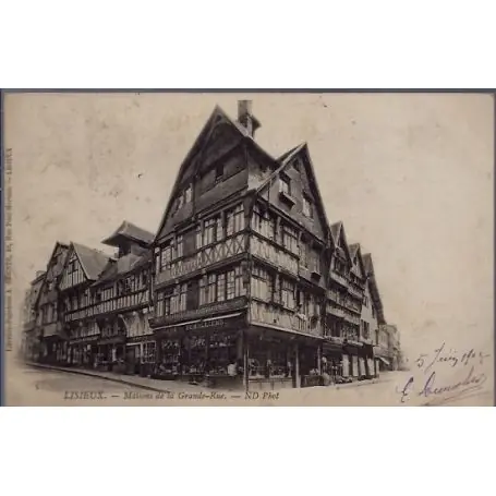 Bon Plan Carte postale 14 - Lisieux - Maisons de la grande rue- Voyage - Dos non divise...