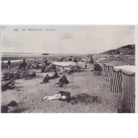 Carte postale 14 - Trouville - La plage - Non voyage - Dos divise... Offre Limitée