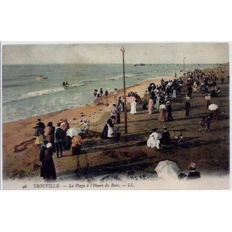 Carte postale 14 - Trouville - La plage a l'heure du bain - Non voyage - Dos divise... Must-Have